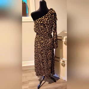 One-Shoulder Animal Print Dress